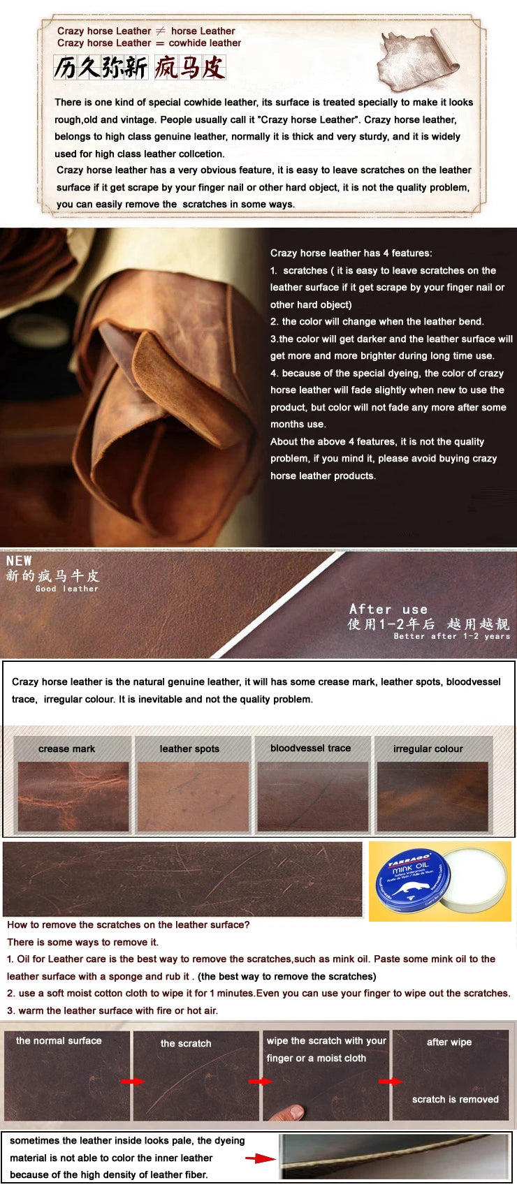 Vintage Crazy Horse Leather Men Shoulder bag Genuine Leather Messenger Bag men Crossbody Bag Sling Leisure Bag Casual Brown
