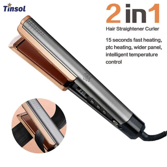 2 in 1 Hair Straightener Curling Ionizer with LCD Wide PanelProfessional Ceramic Hair Straightener with adjustable temperature
