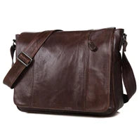 Vintage Crazy Horse Leather Men Shoulder bag Genuine Leather Messenger Bag men Crossbody Bag Sling Leisure Bag Casual Brown